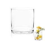 TSKDKIT Glas Blumenvase Modern Zylinder Vasen, Handgemacht Kristall Vasen 15cmx15cm Kerzenhalter, Blumenblume Pflanzenbehälter für Home Office Dekor, Tischdeko, Geburtstagsgeschenk