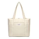 JANSBEN Shopper Tasche Damen Baumwollweiche mit Wattierter,Glattem Stoff Schultertasche mit Reißverschluss,Winter Puffy Handtasche Puffer Tote Bag für Arbeit Büro Reisen Einkaufen Schule und Alltag