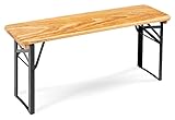 Stagecaptain BBB-117 Hirschgarten Bierzeltbank 2X Set - 2 robuste, Kurze Bierbänke (117 cm) - Stabile Metallscharniere - Lackierte Oberfläche - Zusammenklappbar - Sitzfläche aus Holz - Natur