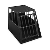 Defacto Hundetransportbox Alu Hundebox Reisebox Autobox Gittertür abschließbar Aluminium Transportbox für Hunde Tiertransportbox (Schwarz, (M) 59X69X50 cm)