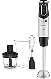 Krups Perfect Mix Stabmixer HZ6568 | Blender | 1000 Watt | Edelstahlfuß | 4 extra scharfe Messer | Powelix Technologie | Schneebesen | 500 ml Zerkleinerer | 800 ml Messbecher | Schwarz/Silber