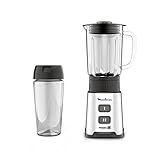 Moulinex Pulseo LM17GD Standmixer 400 W, 4 Klingen 700 ml und 600 ml tragbarer Behälter, 2 Geschwindigkeitsstufen, für Saft und Smoothies, Edelstahl