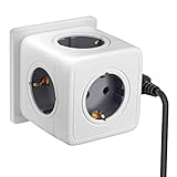 Power Steckdosenwürfel, Steckdosenadapter Steckdosenleiste 3680W, Mehrfachsteckdose Steckdose Cube mit Kabel, Mehrfachstecker Cube Ladegerät für Büro Hause