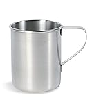 Tatonka Edelstahl-Becher Mug (450 ml) - Einwandiger Trinkbecher mit 0,45l Volumen, Griff und Volumenskalierung - Lebensmittelecht, unzerbrechlich, schadstofffrei - Ø 9 x 9,5 cm