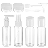 AUXSOUL 9 Stücke Reise Flaschen Set, 50ML Auslaufsichere Reise Container, Leak Proof Reiseflaschen, Nachfüllbare Leere Reiseflaschen für Kosmetik Flugzeug (Transparent)