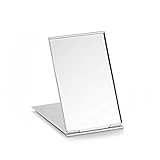 Tragbarer faltbarer Spiegel, Unisex, ultradünn, langlebig, kleine Tischplatte, faltbar, kompakte Make-up-Spiegel für Reisen (5,6 x 8,4 cm, Aluminiumschale)