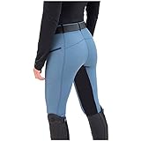 Reithose Damen Vollbesatz Lila: Yogahose Damen Lang Bunt - Damenreithose Sommer Grip Handytasche Sportreithose Stretch Druck Laufleggings Silm Fit Fitnesshose Push Up Radlerhose Trainingshose