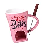Qectial Schokoladenfondue Set mit Tasse, Gabel Und Butterwärmer Zum Valentinstag – Süße Schokolade Fürs Camping Am Valentinstag, Rosa