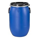 60 L Weithalsfass, Deckelfass mit Spannring, dicht verschließbar blau, grün, schwarz (blau)