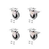 Emuca - Set aus 4 Lenkrollen für Möbel Ø50mm, 2 mit Bremse und 2 ohne Bremse, mit Anschraubplatte und Kugellager, grau Farbe