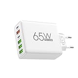 Ladegerät mit mehreren Ports, USB-Ladegerät mit mehreren Anschlüssen | 6 Ports, 65 W, 4 USB-Ports, 2 Typ-C-Ladeblöcke und Schnellwandstation, tragbare Wandsteckdose