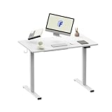 FLEXISPOT Elektrisch Höhenverstellbarer Schreibtisch E1 100 x 60 cm - Schnelle Montage, Memory-Handsteuerung - Sitz-Stehpult für Büro & Home-Office (weiß, weiß Gestell)