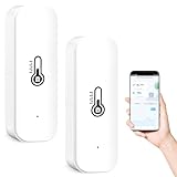2 Stück WiFi Thermometer Smart Hygrometer Innen WiFi-Hygrometer Kabelloser Temperatur Feuchtigkeitssensor mit Fernüberwachung, Benachrichtigungsalarm, Datenspeicherung &Export für Babyzimmer, Garage