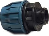 Polypropylene Kupplung Klemm x Außengewinde AG Anschlussverschraubung 16bar | PE Rohr Kunststoff Fitting | PP Klemmverbinder für Trinkwasser DVGW/KIWA/WRAS/SVGW (32 mm x 1)