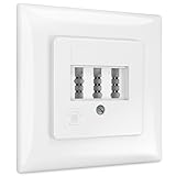 deleyCON 1 Stück Telefondose Unterputz TAE NF/F Anschlussdose NFF 2X Telefonanschluss + 1x Nebenstelle Fax Anrufbeantworter Modem NTBA DSL-Splitter Weiß