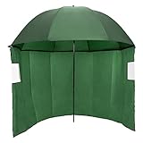 ECD Germany Angelschirm mit Seitenwand 240 cm, aus Aluminium und Nylon, wasserdicht, Angel Schirmzelt mit Windschutz, Erdspieße und Schnüren, Camping/Fischerschirm verstellbar, Angelzelt Karpfenzelt