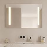 Loevschall Godhavn Badspiegel mit Beleuchtung, 100x65 cm, LED-Badezimmerspiegel mit Front- und Hintergrundbeleuchtung, Lichtqualität CRI 95 für Natürliche Farben, IP44 Spritzwassergeschützt