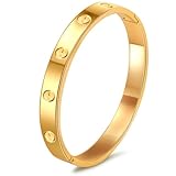 Purhole Armreif Gold Dupes Armband Gold Armreif Damen Dupes Schmuck Armreif Damen für Freund Mama Tochter Ehefrau 6MM-17cm