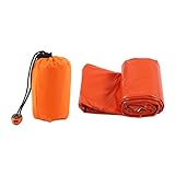 DEWIN Notfall-Überlebensschlafsack Wärmeisolierung PE-Aluminiumfolie Überlebens-Biwaksack mit Aufbewahrungstasche für den Außenbereich(Orange)