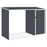 vidaXL Garten Brennholzlager Kaminholzunterstand Brennholzregal Unterstand Gerätehaus Gartenhaus Schuppen Anthrazit 245x98x159cm Verzinkter Stahl