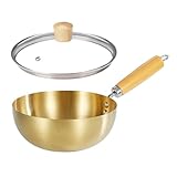 UGCER Edelstahl-Schmortopf mit Glasdeckel, induktionsgeeigneter Stieltopf mit hitzebeständigen Griffen, spülmaschinenfest,Gold,22cm