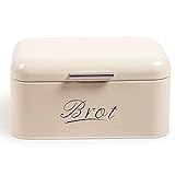 Theo&Cleo Brotkasten mit Deckel, Großer Knäckebrot Box aus Metall, Brotaufbewahrungsbox Bread box, Brot und Kekse Lange Aufbewahren und Trocken Halten, Retro Design 31cm * 19cm * 16cm Beige