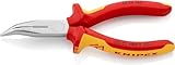 KNIPEX Flachrundzange mit Schneide (Radiozange) isoliert mit Mehrkomponenten-Hüllen, VDE-geprüft verchromt 160 mm 25 26 160