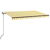 Automatische Markise mit LED & Windsensor 450x350 cm GelbWeiß - Pulverbeschichtetes Aluminium & 100% Polyestergewebe mit PU-Beschichtung - Perfekt für Terrasse & Garten - Langlebig & Wetterfest