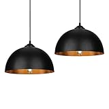 Jiubiaz Pendelleuchte, 2x Retro Hängelleuchte Hängelampe aus Metall, Industrielle Vintage LED Pendellampe, E27 Fassung für max 60W, Ø 30cm（Ohne Leuchtmitte） schwarz