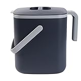 BLUE GINKGO Biomülleimer Küche – Kompostbehälter Küche mit Deckel, Griffen | Spülmaschinenfest | Hergestellt in Korea (5 Liter) – Grau