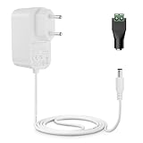 Lonnky 12V 2A Netzteil AC 100-240V Adapter für WLAN-Router LED-Streifen CCTV-Kamera mit 5,5 x 2,1 mm DC-Hohlstecker Weiß
