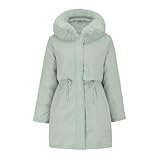 Generisch Pelz Kragen Daunenjacke mit Kapuze Damen Abnehmbarem Warmer Futter Mantel Trenchcoat Einfarbige Langer Fleecemantel TragenSteppjacke Daunenmantel Schnee Wintermantel Übergangsjacke