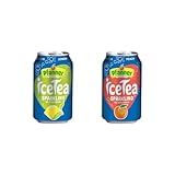 Pfanner Eistee Sparkling Dose im Probierpaket– Kohlensäurehaltiger IceTea mit Pfirsichgeschmack (6 x 0,33 l) und Zitronegeschmack (6 x 0,33 l)