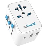 MyTravelPal Universeller Reiseadapter mit USB C, weltweiter Reiseadapter, UK-Sicherheitsstandards, Universal-Steckeradapter mit USB-C | internationaler Reisestecker für Europa, USA, Großbritannien