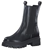Tamaris Damen Chelsea Boots, Frauen Stiefeletten,Wechselfußbett,Bootee,Booties,halbstiefel,Kurzstiefel,uebergangsschuhe,Black Leather,39 EU