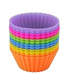 Silikon-Muffinformen, 12 Stück, Silikon-Backformen für Kuchen, Pudding, Buttercreme, wiederverwendbare Muffinformen, 6 Farben