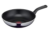 Tefal D52619 Resist Wokpfanne| sichere Titanium Antihaftversiegelung | Thermo-Signal Temperaturindikator | nicht induktionsgeeignet | leichte Reinigung | Flame Protect-Technologie |Schwarz|28 cm/tief