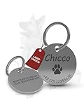 Hundemarke mit Gravur | Hundezubehör | Hundemarke personalisiert | Hundehalsband mit Namen | ⌀30mm | Edelstahl | Für Hundehalsband personalisiert | Katzen | Hunde | Tiere