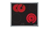 Bosch PKN645BA2E Serie 4 Elektrokochfeld, autarkes Glaskeramik-Kochfeld 60 cm breit, TouchSelect, Bräterzone, ReStart, Umlaufender Rahmen, Kindersicherung, Schwarz
