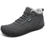 SAGUARO Barfußschuhe Winter Herren Winterschuhe Damen Gefüttert Winterstiefel Warm Barfusschuhe Wasserabweisend Schneestiefel Outdoor Winterboots Dunkelgrau,EU GR.40