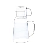 Glaskrug 1200 ml Glas-Wasserkrug mit Tassendeckel Wasserkaraffe mit Griff Heiß/Kaltwasserkrug für hausgemachten Saft Eistee (Farbe: transparent, Größe: Einheitsgröße)