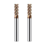 CREEYA 2PCS Hartmetall Schaftfräser 6mm, 4 Zähne/4 Schneiden CNC Fräser, HRC 55, TiSiN Golden Beschichtung, VHM Fräser CNC 8mm Für Stahl Metall Holz Acryl Kunststoff(6mm)