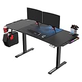 ULTRADESK - Level V2 Höhenverstellbarer Schreibtisch - Elektrischer Computertisch - 140x68 cm, für Gaming, Büro, Homeoffice - Set mit XL-Mauspad, LED RGB - Blau Led