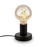 BRILONER - Nachttischlampe Retro mit Kabelschalter, E27 Fassung, max. 10 Watt, Tischlampe vintage, Lampe, Schreibtischlampe, Tischleuchte, Bürolampe, Leselampe Bett, Leselicht, 10x9 cm, Schwarz