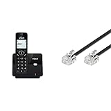 VTech CS2000 schnurloses Telefon, ECO+ Modus, Festnetztelefon, schwarz & Goobay 50320 Modularanschlusskabel, Telefonkabel, RJ11 Stecker (6P4C) auf RJ11 Stecker (6P4C), schwarz, 15m