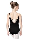 tanzdunsje Ballett Trikot Mädchen Damen Baumwolle - Ballettanzug mit Verstellbarem Riemen, Ballett Body TanzBody Gymnastikanzug Trikot Leibchen für Kinder