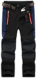 DAFENP Kinder Softshellhose Skihose Warm Gefüttert Thermohose Winter Wasserdicht Winddicht Schneehose Jungen Mädchen Wanderhose KZ0056-Black-140/152