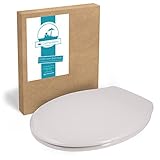 Calmwaters® Antibakterieller WC-Sitz Essential Soft, Duroplast Toilettendeckel, Fast-Fix, Edelstahlscharnier, universale O-Form, ovaler Toilettensitz, Komfort Klodeckel, Manhattan-Grau, 26LP2750