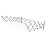 Amig – Wäscheständer Ausziehbar Für die Wand | hochbeständiges Aluminium | Edelstahlschrauben | Für Drinnen und Draußen | Einfache Installation | Maße: 100x14x3 cm