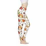 Jndtueit Damen-Workout-Hose, hohe Taille, Bauchkontrolle, Stretch-Leggings für Sport, Laufen, Fitness, weiche Lounge-Yogahose, Happy Thanksgiving, X-Groß